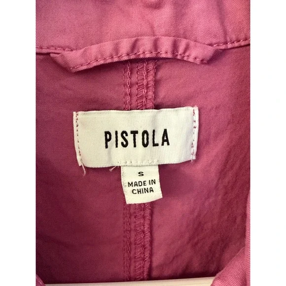 Pistola Grover Short Sleeve Utility Romper Elderberry Pink Cotton Zip Front S - Picture 2 of 6